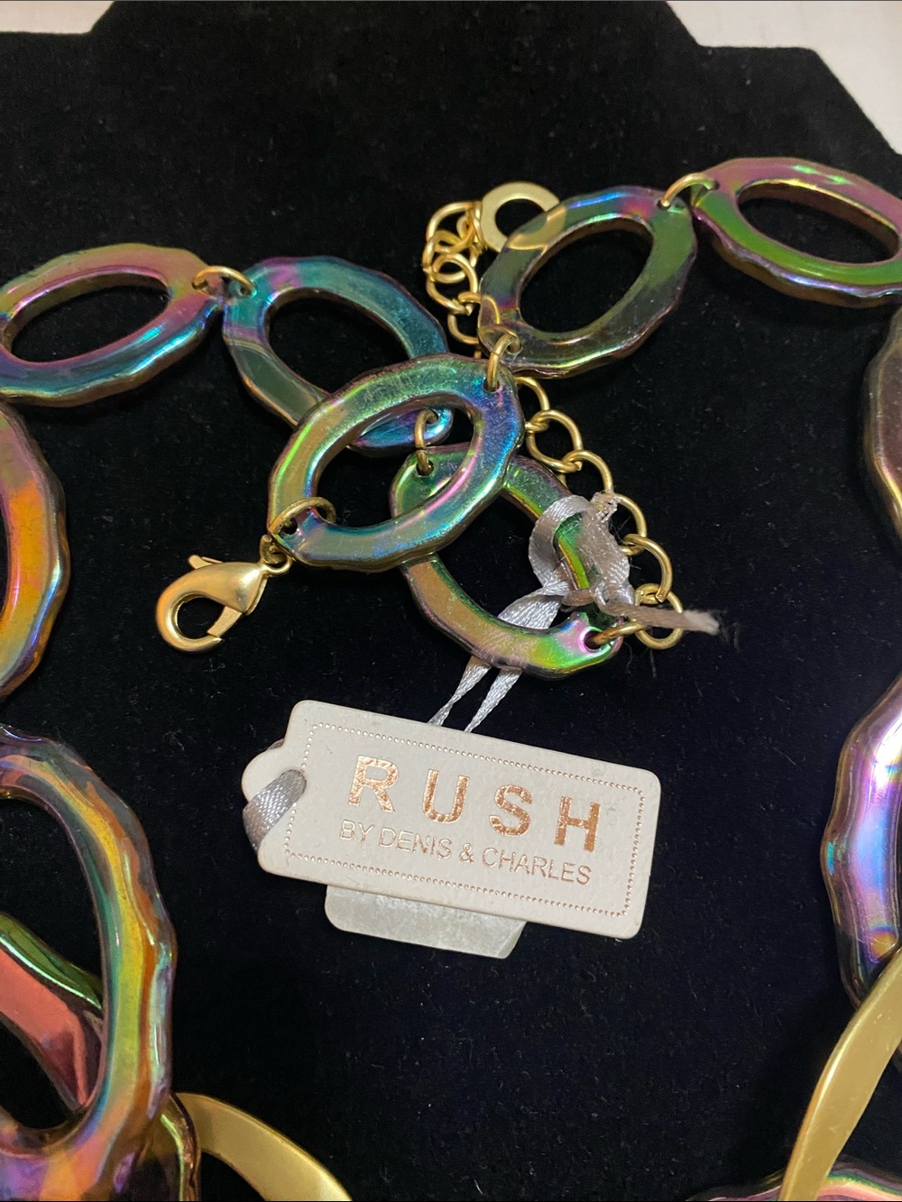 Rush by Denis & Charles Iridescent Multicolor Link Necklace with Gold Accents - Picture 7 of 7